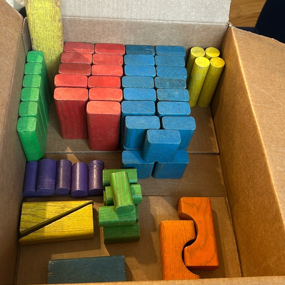 Loose Lot 82 Vintage 1974 Playskool Wood Wooden Colored Blocks